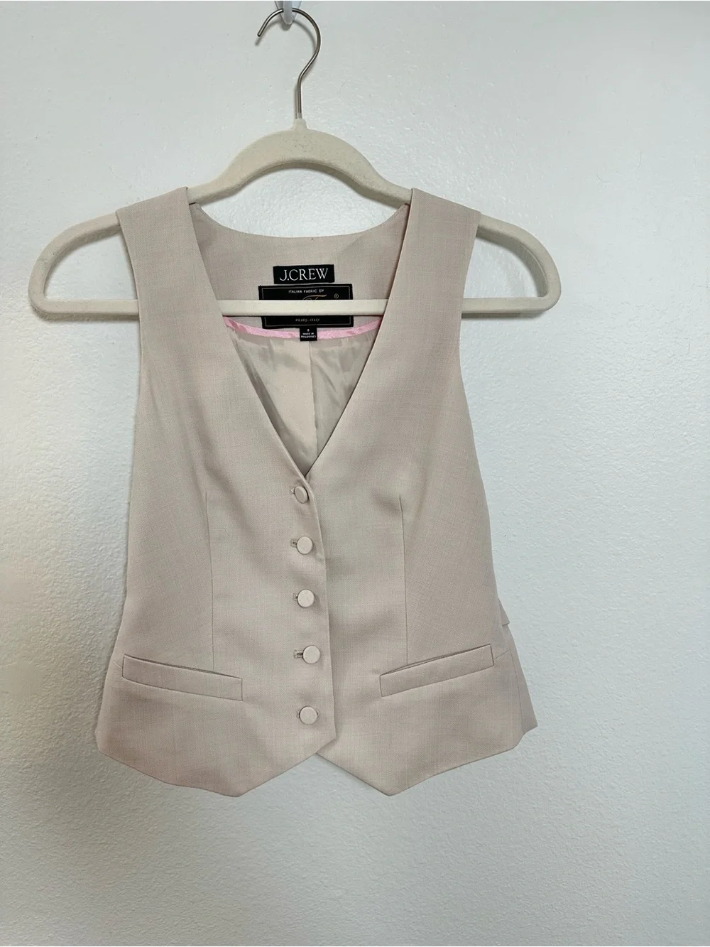 J. Crew Beige Cream Italian Fabric Tailored Waist-Cinch Sleeveless Vest Size 0